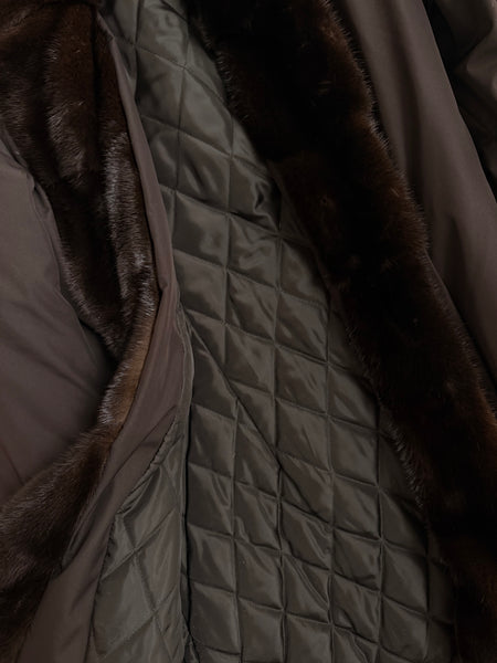Vintage Black Coat with Mink Trim