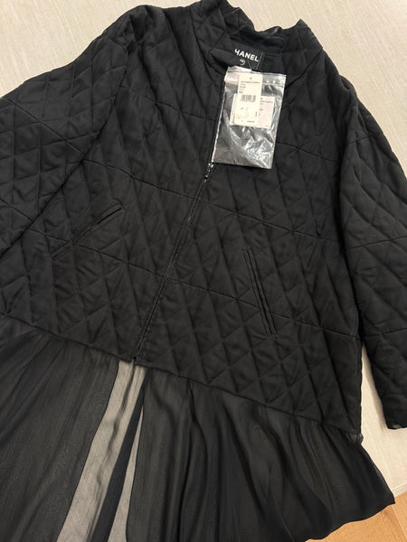 Chanel Spring 2013 Runway Quilted & Chiffon Black Jacket
