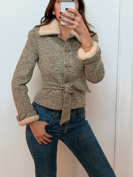 Vintage Valentino Tweed Jacket with Mink Trim