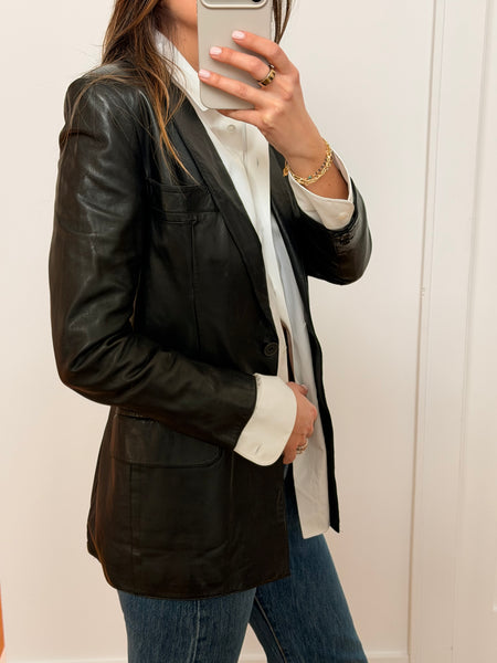 Vintage Christian Dior Black Leather Blazer