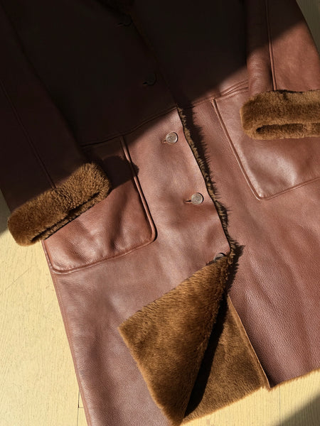 Vintage 1998 Chanel Brown Shearling Coat