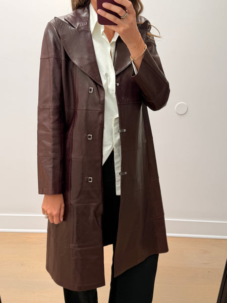 Chanel Fall 2000 Burgundy Leather Coat