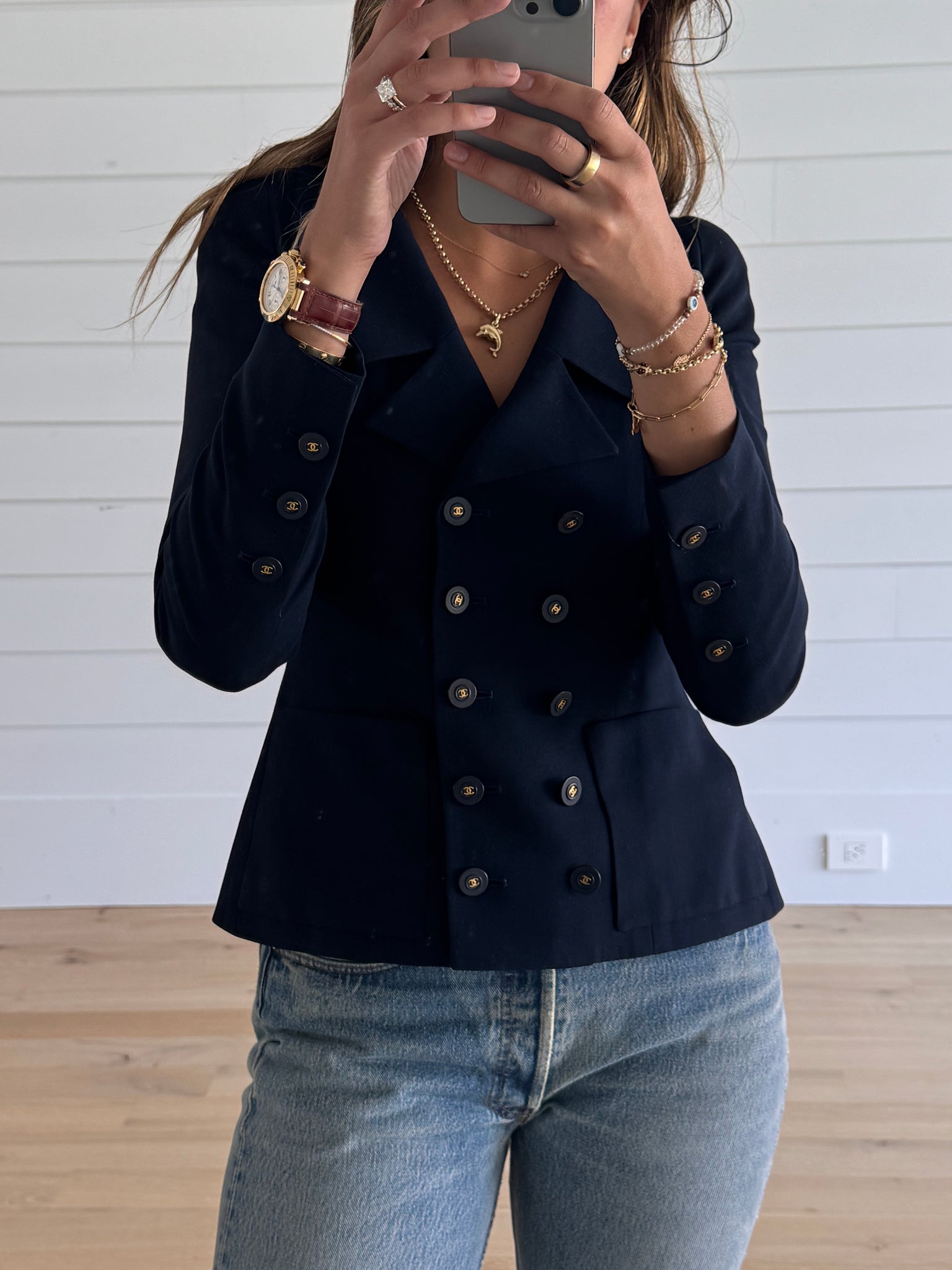 Chanel Spring 1994 Navy Blue Blazer