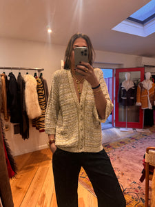 Chanel Tweed Gold Cardigan