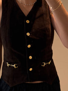 Vintage 1970s Céline Brown Suede Vest
