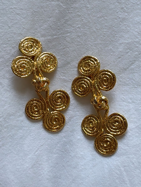 Vintage Gold Swirl Drop Earrings