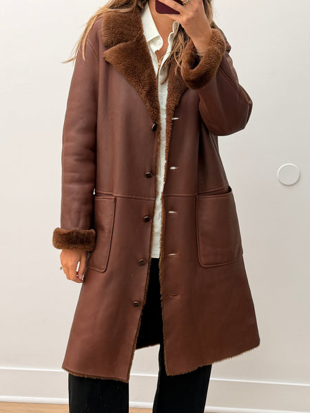 Vintage 1998 Chanel Brown Shearling Coat