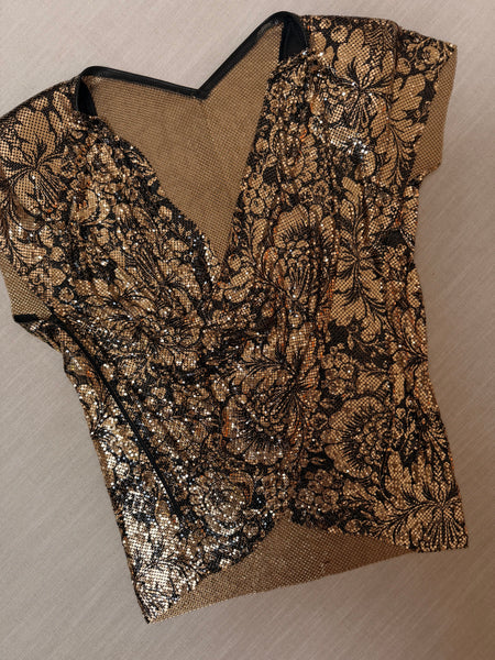 Vintage 1980s Whiting & Davis Floral Chain Top