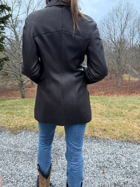 Vintage 90s Chanel Brown Leather Coat