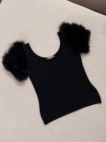 Vintage Yves Saint Laurent Feather Sleeve Knit Top
