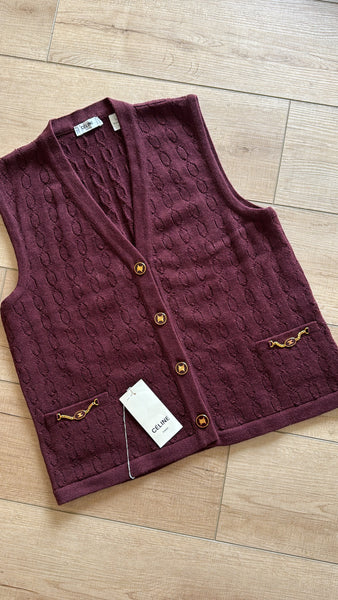 Vintage Céline Burgundy Knit Vest