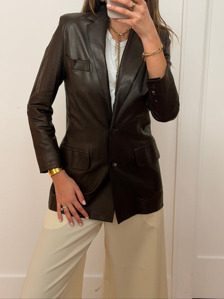 Vintage Christian Dior Brown Leather Jacket
