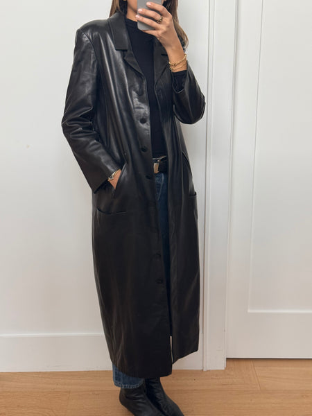 Chanel Fall 1998 Black Maxi Leather Coat