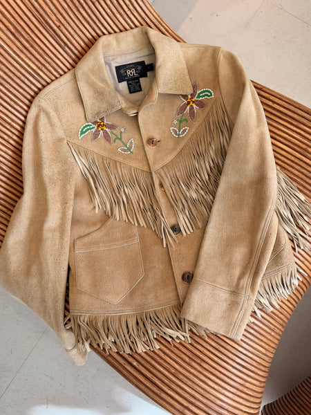 Vintage Ralph Lauren Beaded Fringe Suede Jacket