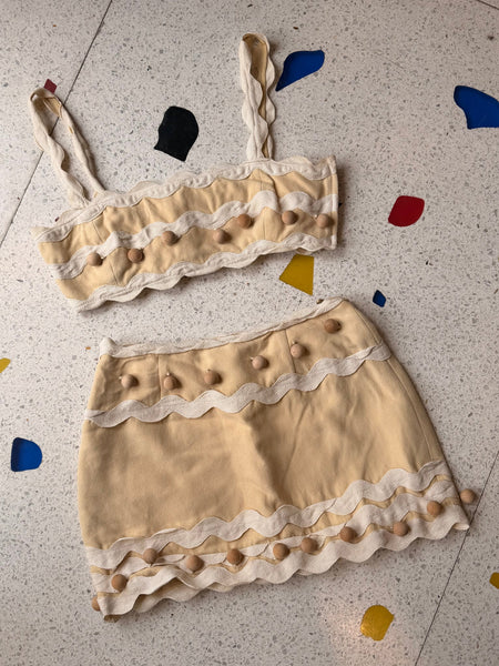 Vintage Moschino Beaded Crop Top & Skirt Set