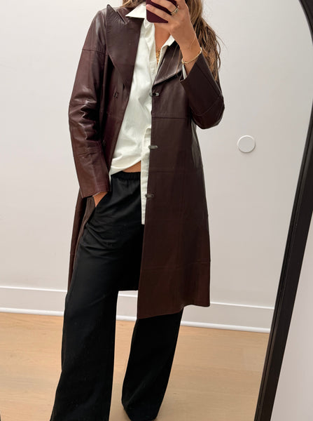 Chanel Fall 2000 Burgundy Leather Coat