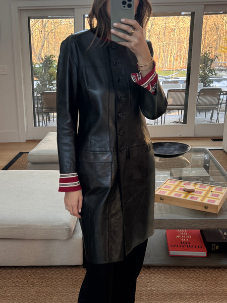 Vintage Chanel Black Leather Coat