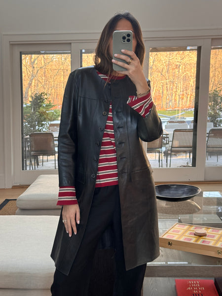 Vintage Chanel Black Leather Coat