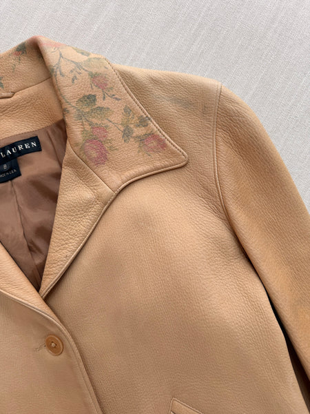 Vintage Ralph Lauren Rose Painted Leather Jacket