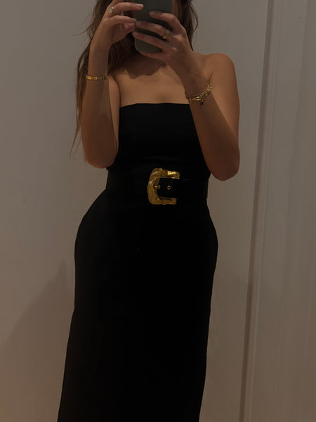 Vintage YSL Black Satin Belt