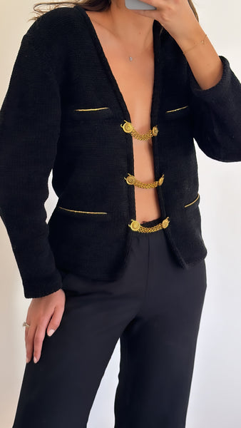 Vintage Celine Cardigan with Gold Chain Closure