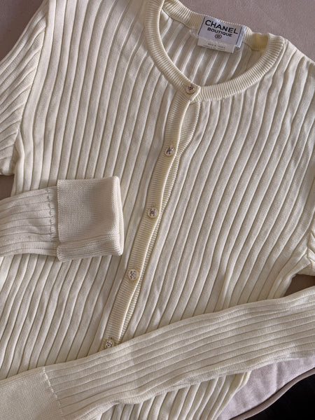 Vintage Chanel Ivory Knit Cardigan