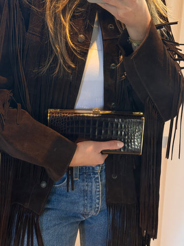 Vintage 1960s Brown Crocodile Bag