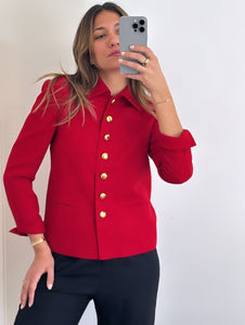 Vintage Christian Dior Red Jacket with Gold Buttons