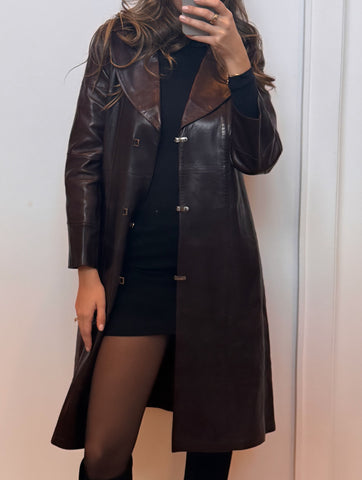 Chanel Fall 2000 Burgundy Leather Coat