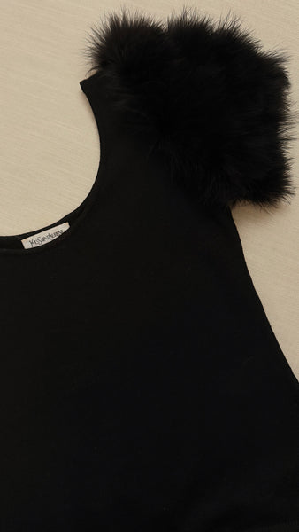 Vintage Yves Saint Laurent Feather Sleeve Knit Top
