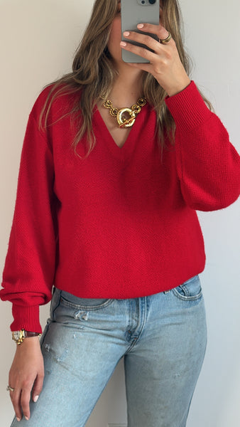 Vintage Christian Dior Red Grandpa Sweater