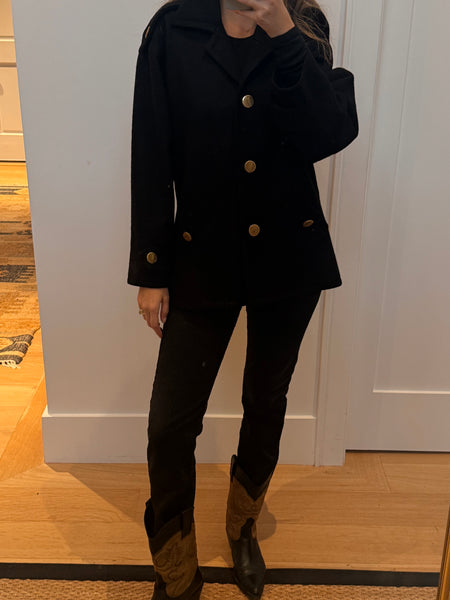 1980s Yves Saint Laurent Wool Coat with YSL Buttons