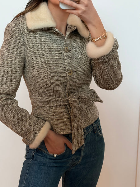 Vintage Valentino Tweed Jacket with Mink Trim