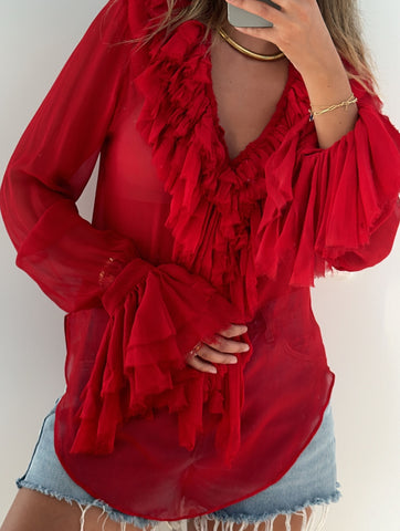 Vintage Vivienne Westwood Red Chiffon Blouse