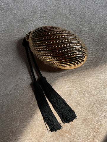 Vintage Gold Tassel Oval Clutch