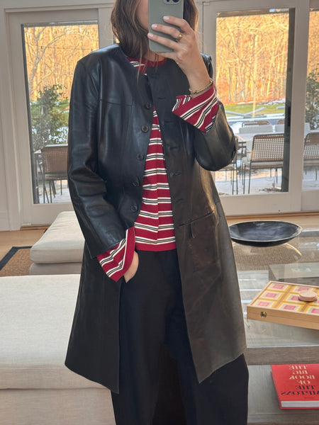 Vintage Chanel Black Leather Coat