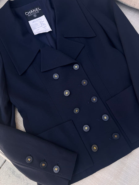 Chanel Spring 1994 Navy Blue Blazer