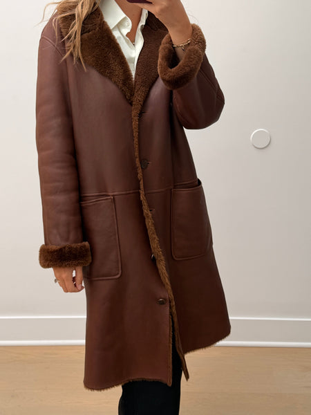 Vintage 1998 Chanel Brown Shearling Coat