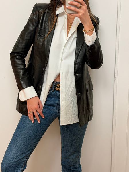 Vintage Christian Dior Black Leather Blazer