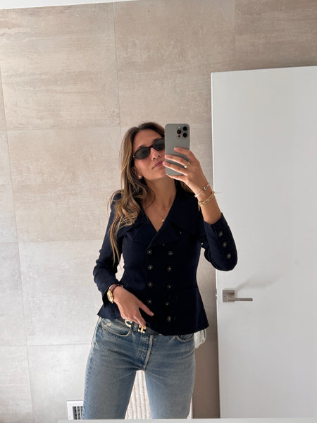 Chanel Spring 1994 Navy Blue Blazer