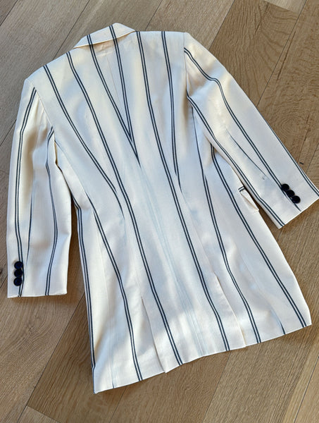 Vintage Gucci Ivory & Navy Blue Striped Blazer Dress