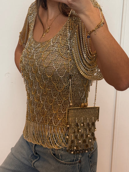 Vintage Loris Azzaro Chain Top & Bag Set