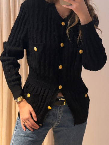 Vintage 1980s Céline Black Knit Cardigan