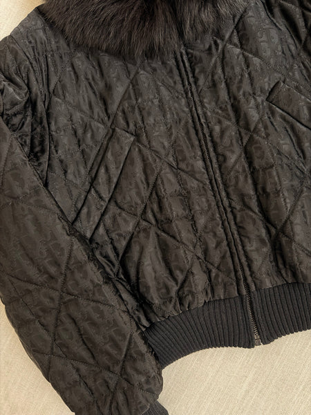 Vintage Christian Dior by Galliano Monogram Fox Fur Puffer Jacket