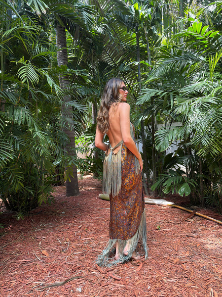 Vintage Antique Silk Fringe Dress