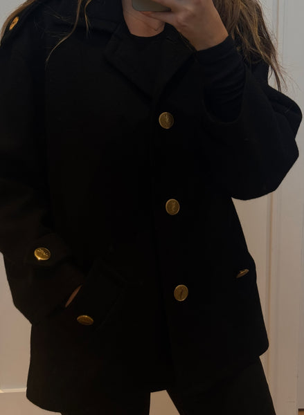 1980s Yves Saint Laurent Wool Coat with YSL Buttons