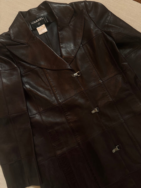 Chanel Fall 2000 Burgundy Leather Coat