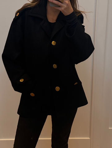 1980s Yves Saint Laurent Wool Coat with YSL Buttons