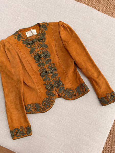 Vintage Oscar de la Renta Embroidered Suede Jacket