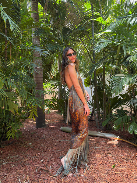 Vintage Antique Silk Fringe Dress